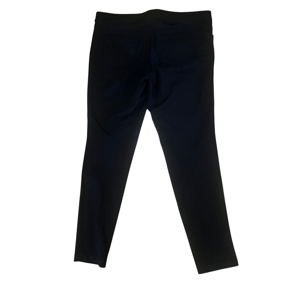 HUE Womens Black Pull On Leggings‎ Wide Waistband Back Pockets XL Solid Stretch